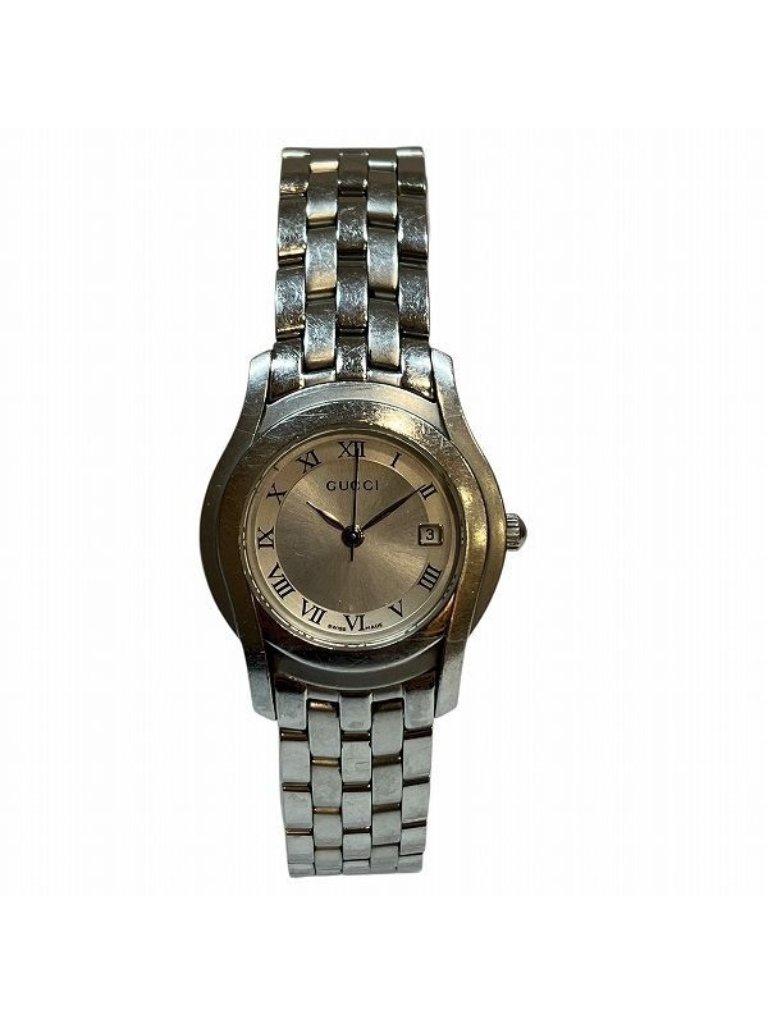 Gucci Quartz Silver Dial Date Roman Watch